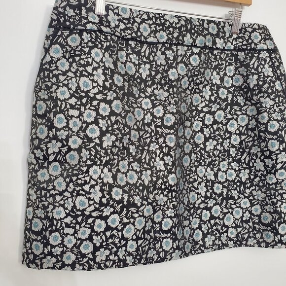 Loft Womens Black Floral Jacquard Mini Skirt Size 14 Pockets Cottage Boho NWT - Picture 2 of 10